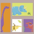 Cartoon dinosaurs vector illustration monster card template animal dino prehistoric character reptile predator Royalty Free Stock Photo