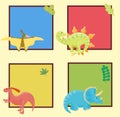 Cartoon dinosaurs vector illustration monster card template animal dino prehistoric character reptile predator Royalty Free Stock Photo