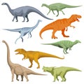 Cartoon dinosaurus, reptiles vector set
