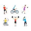 Cartoon Disabled Sports Characters Icon Set. Vector Royalty Free Stock Photo