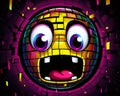 a cartoon disco ball with eyes and mouth