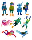 Cartoon diver icons