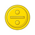 Cartoon Division Sign Icon in a Yellow Circle with a Shadow Royalty Free Stock Photo