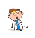 Cartoon Doctor with Dizzy Facial Vector Illustration