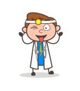 Cartoon Doctor Face with Stuckout Tongue and Winking Eye Vector Illustration