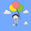 Cartoon Doctor - Flying with Balloons