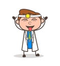 Cartoon Doctor Laughing and Teasing Tongue Vector Illustration