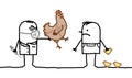 Cartoon doctor & man with sick chicken and Avian Flu