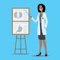 Cartoon doctor with medical presentation stand Royalty Free Stock Photo