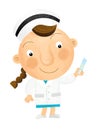 Cartoon doctor or nurse or professor on white background illustration