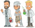 Cartoon doctor patient scientist characters set Royalty Free Stock Photo