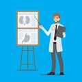 Cartoon doctor with presentation stand Royalty Free Stock Photo