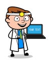 Cartoon Doctor Presenting a Laptop Vector