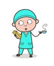 Cartoon Doctor Reading Book in Break-Time Vector Concept