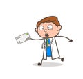 Cartoon Doctor Running to Deliver the Letter Vector Illustration