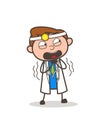 Cartoon Doctor Shaking in Fear Vector Illustration