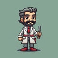 Cartoon Whitecoat Man With Scissors: 2d Game Art And Industrial Design