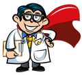 Cartoon doctor with a superhero cape