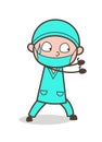 Cartoon Doctor Trying to Catch Vector Pose