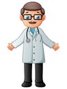 Cartoon doctor wearing lab white coat with stethoscope