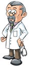 Cartoon doctor in white coat.