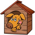 Cartoon dog animal character in doghouse