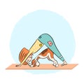 Cartoon dog beagle with girl doing yoga Royalty Free Stock Photo