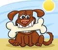 Cartoon Dog with big bone Royalty Free Stock Photo