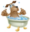 Cartoon dog in bubble bath Royalty Free Stock Photo