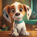 Cartoon Dog On Wooden Table: Realistic And Detailed Rendering