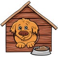 Cartoon dog comic animal character in doghouse