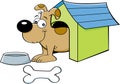 Cartoon dog in a doghouse