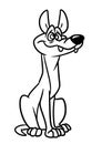 Cartoon dog happy sitting character illustration coloring page