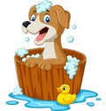 Cartoon dog having a bath Royalty Free Stock Photo