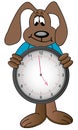 Cartoon dog holding clock