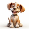 Cute Cartoon Puppy 3d Clay Render On White Background Royalty Free Stock Photo