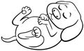 Cartoon dog lying down and sticking out tongue coloring page