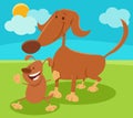 Cartoon dog mon animal character with playful little puppy Royalty Free Stock Photo