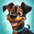 Cartoon Dog With Oversized Collar And Blue Skirt: Finely Rendered Textures And Vibrant Hues Royalty Free Stock Photo