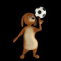 Cartoon dog is playing football. Isolated on black background. 3d render Royalty Free Stock Photo