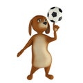 Cartoon dog is playing football. Isolated on white background. 3d render Royalty Free Stock Photo