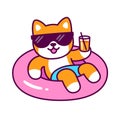 Cartoon dog pool float vacation Royalty Free Stock Photo