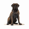 Cartoon Dog Portrait: Dark Brown And Black Realistic Figure On White Background