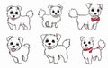 Cartoon dog set. Funny cartoon dogs print or sticker design. Adorable pet animals Royalty Free Stock Photo