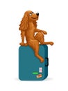 Cartoon dog sitting on a suitcase