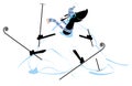 Cartoon dog skier and a big snowdrift illustration