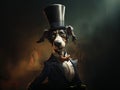 Cartoon dog in top hat and tails Royalty Free Stock Photo