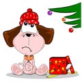 Cartoon dog with unwanted gift Royalty Free Stock Photo