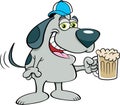 Cartoon dog wearing a baseball cap and holding a beer mug.