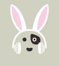 Cartoon dog wearing a Rabbit`s headset, , enjoy the music, vector